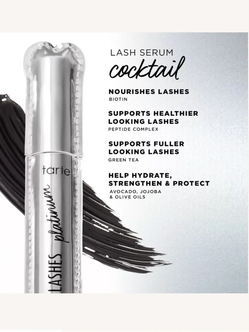 tarte Lights, Camera, Lashes Platinum Mascara — silver